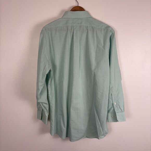 Brooks Brothers Regent Mens 17-2/3 Non-Iron Green Plaid Window Pane Button Down - Picture 5 of 5